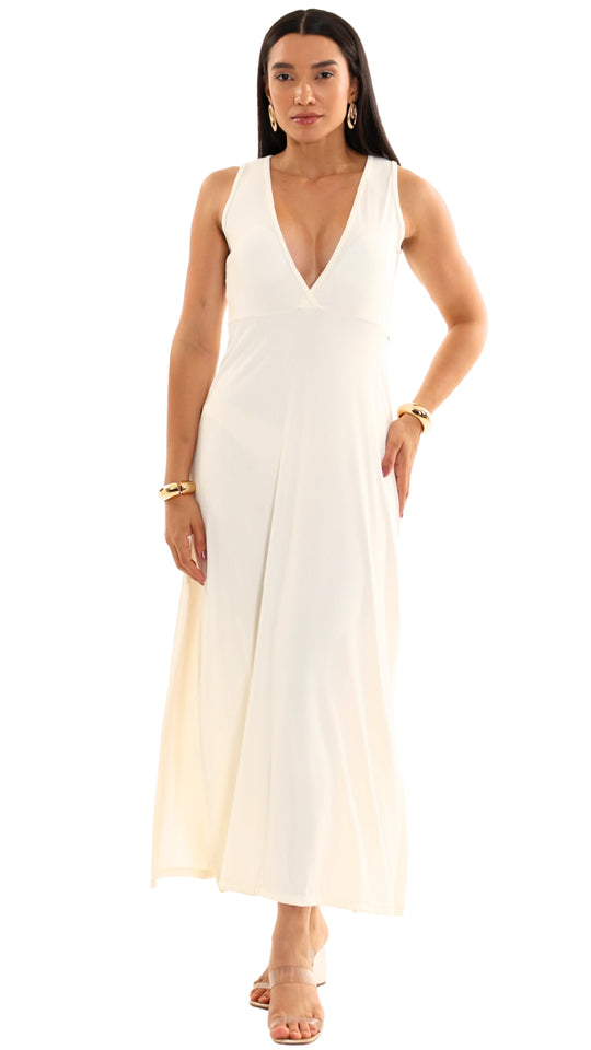 SAÍDA Vestido Castanheiras S26 Rib Twist Off White OUTLET