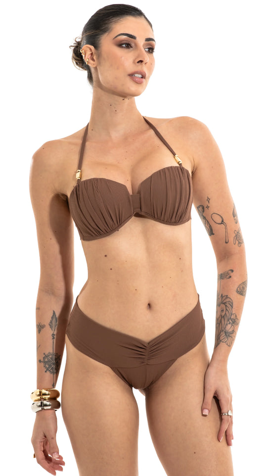 CALCINHA Tanga Drape S26 Caneli Marrom Café