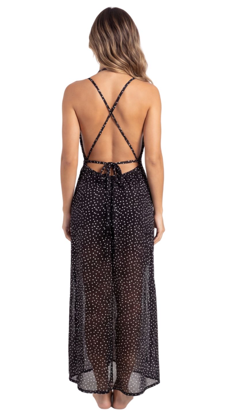 Saída Decote Drapê Tule S27 Póa Preto