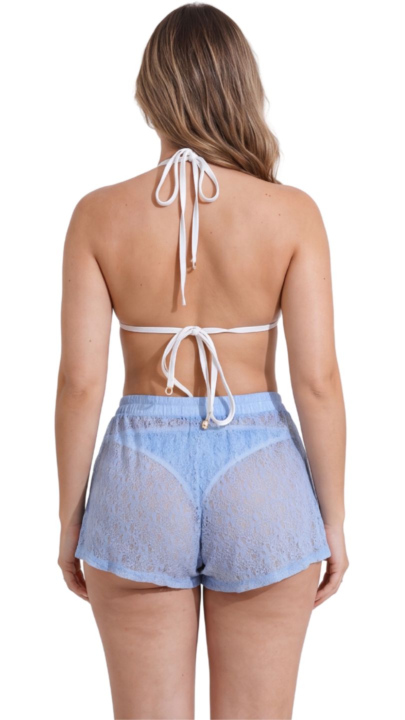 SAÍDA Short Liv S26 Delicata Flower Azul Sereno