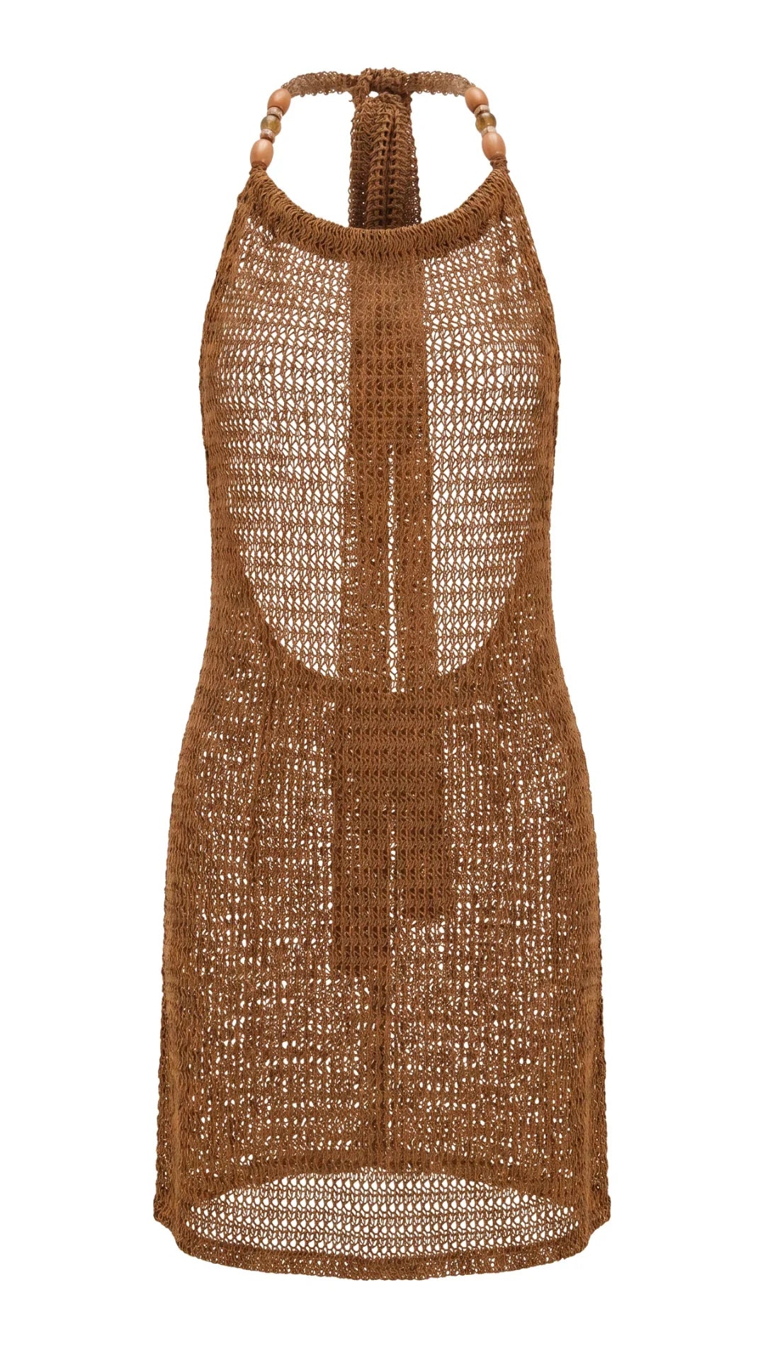 Saída Vestido Laço Curto S26 Crochete Joaquina Ferrugem
