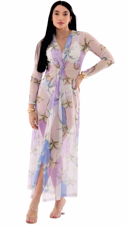 SAÍDA Longo Mga Torcido S26 Tule Suspiro
