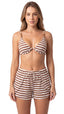 Saída Short Liv S27 Avanti Listrado Nude/terra