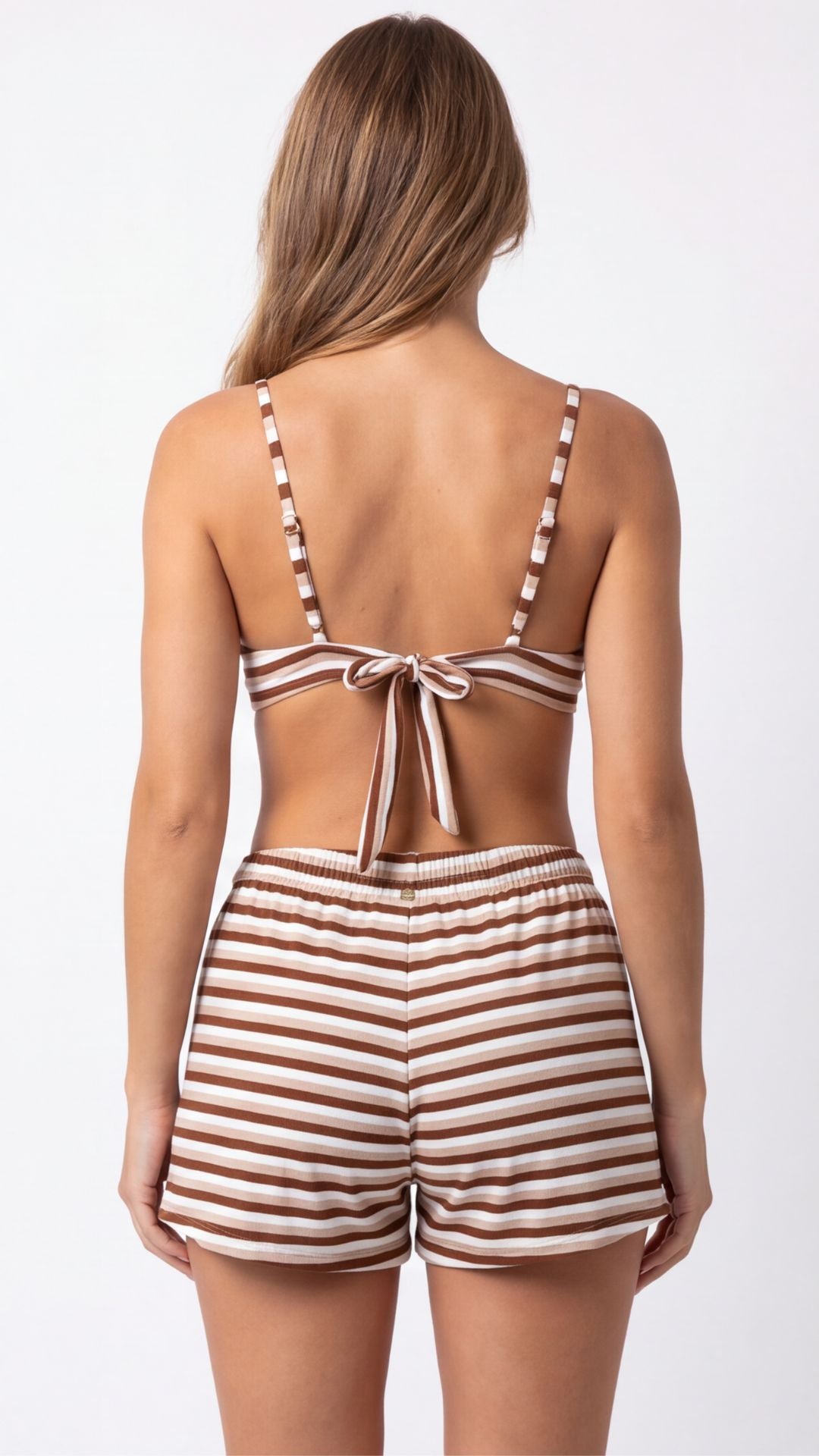 Saída Short Liv S27 Avanti Listrado Nude/terra