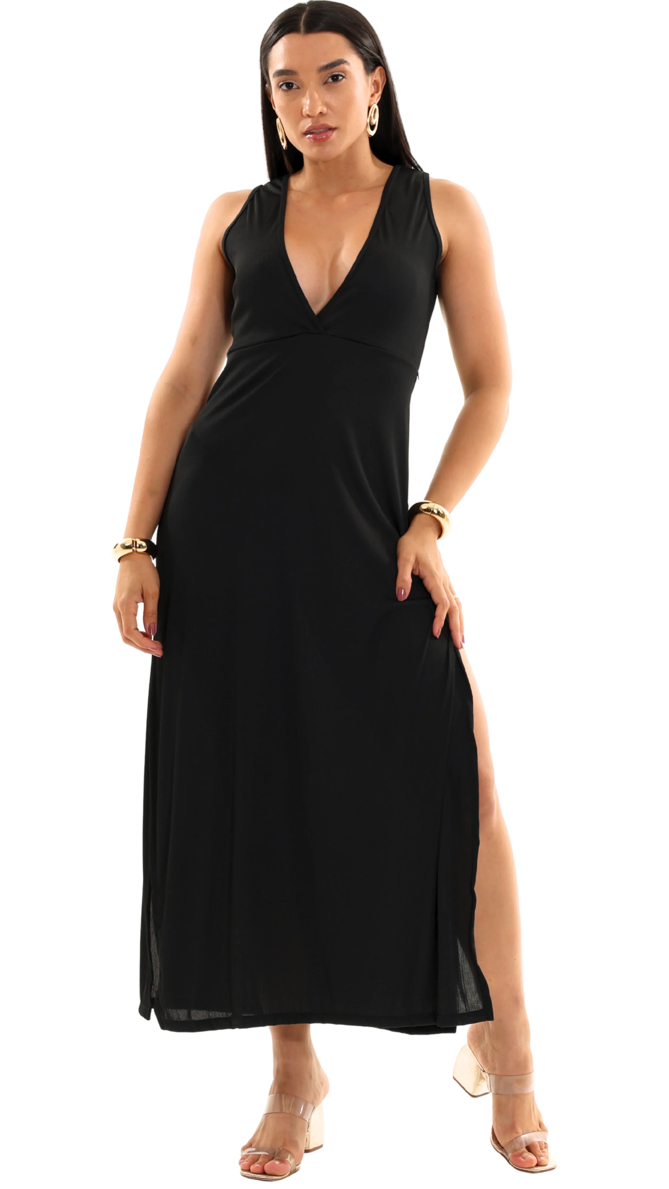 SAÍDA Vestido Castanheiras S26 Rib Twist Preto