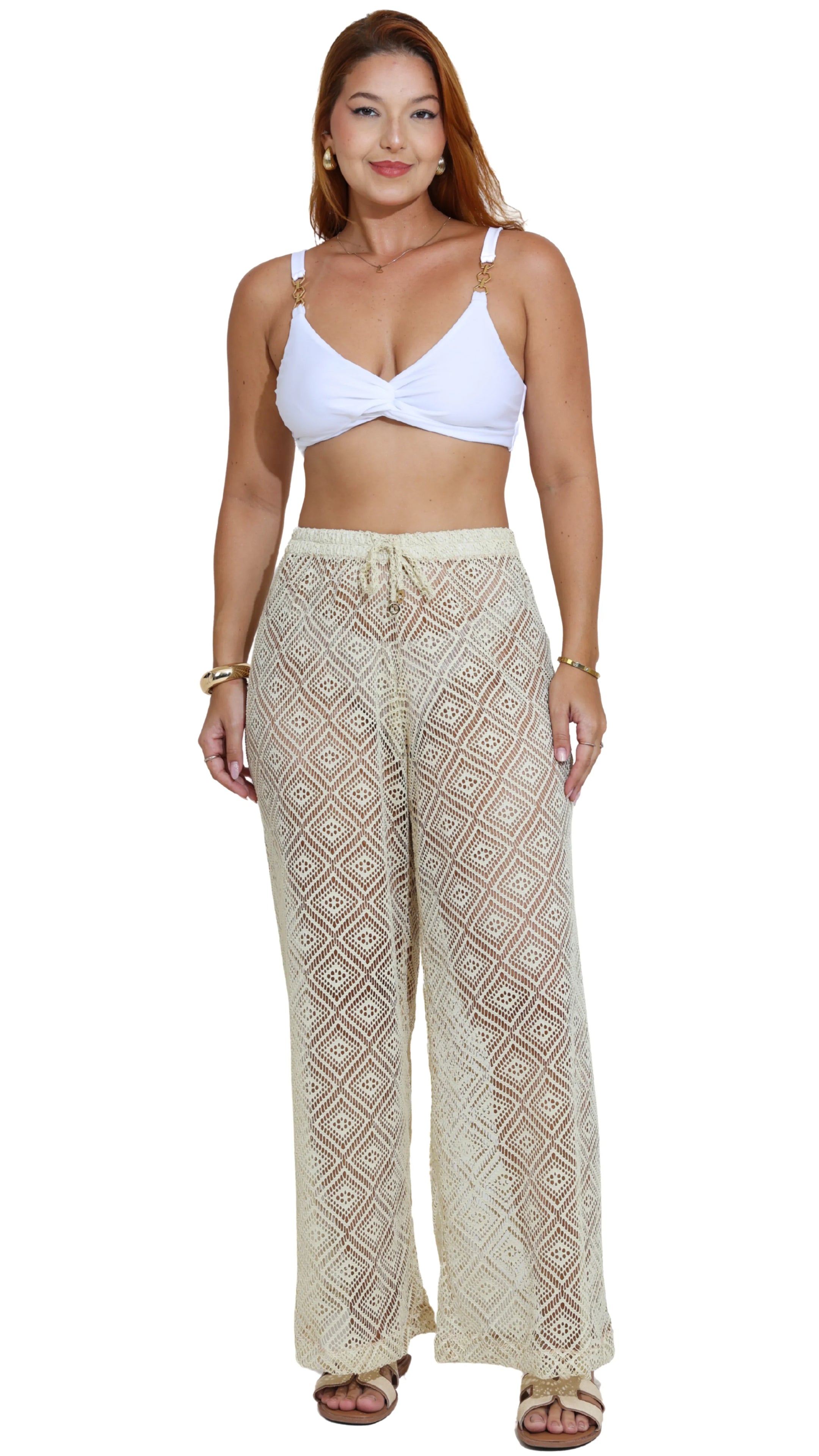 SAÍDA Calça Celine S26 Crochete Pipa Macrame