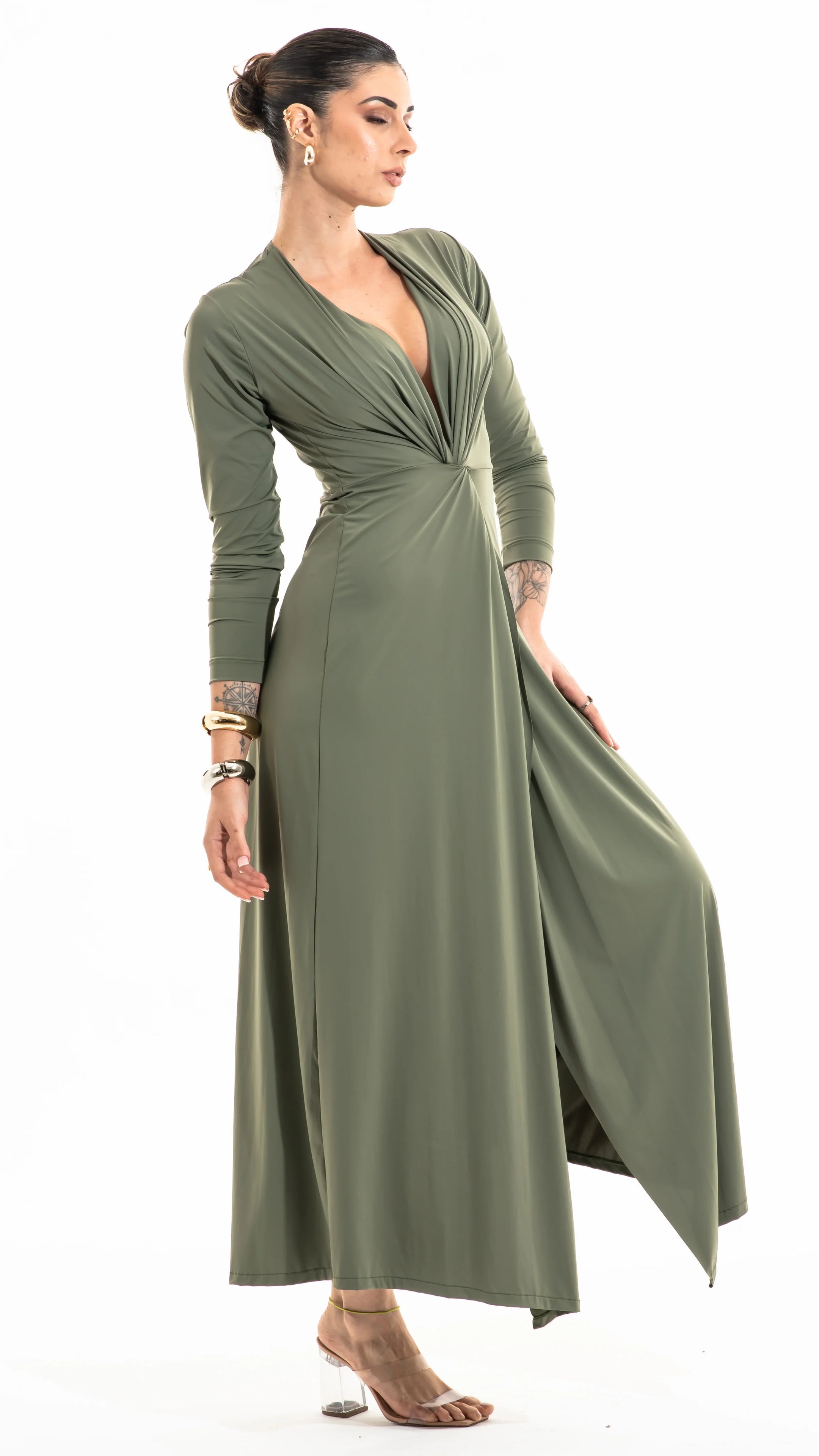 SAÍDA Longo Mga Torcido S26 UV Army Green