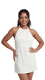 SAÍDA Vestido Laço Curto S26 Renda Agadir Ecru