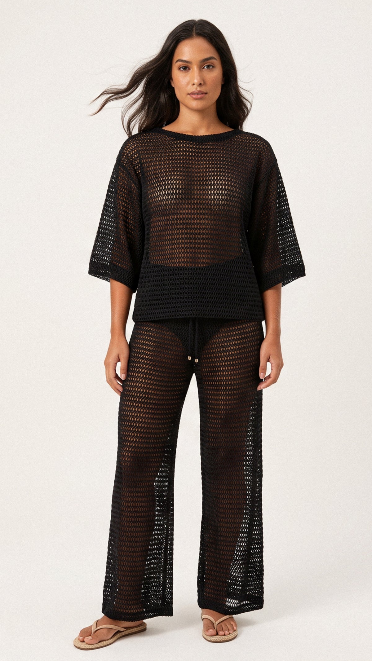 SAÍDA Blusa Joaquina S27 Crochete Joaquina Preto