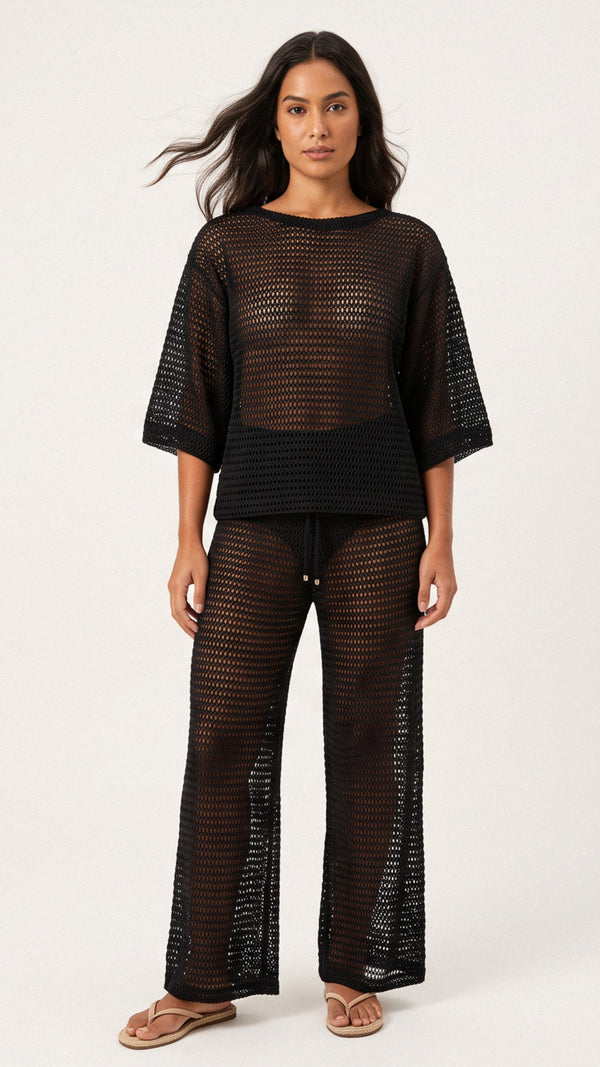 SAÍDA Calça Celine S27 Crochete Joaquina Preto