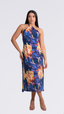 SAÍDA Vestido Longo Laço -Aquarela Azul