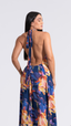 SAÍDA Vestido Longo Laço S25 Aquarela Azul
