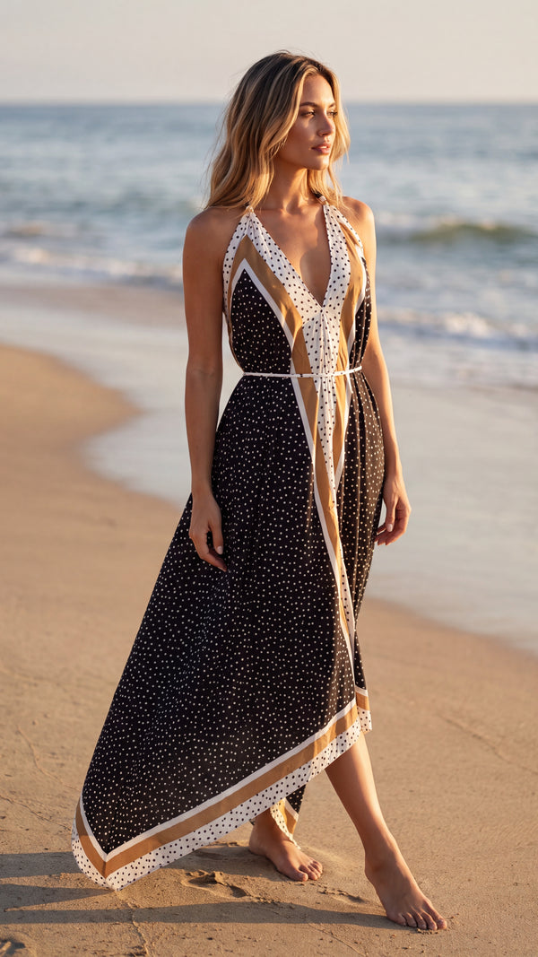 SAÍDA Vestido Lenço Berloque S27 Póa Preto