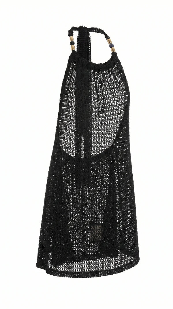 Saída Vestido Laço Curto S26 Crochete Joaquina Preto