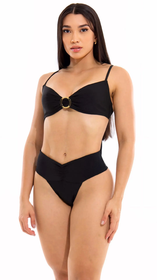 CALCINHA Tanga Drapê S26 Platine Beach Preto OUTLET