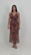 SAÍDA Vestido Decote Drapê Tule Flora OUTLET